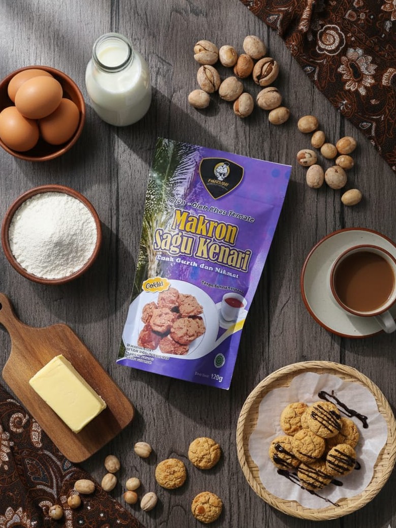 Makron Sagu Kenari Cokelat